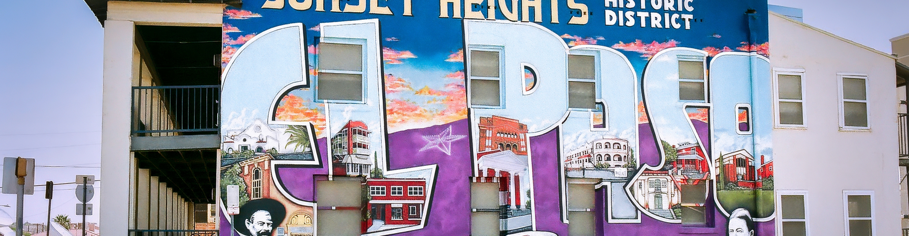 El Paso, Texas, USA - May 11, 2024: A colorful mural in the Sunset Heights Historic Distric.