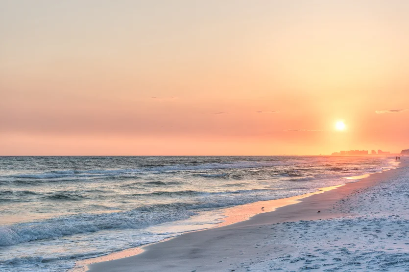 Dreamy pink peach orange sunset in the panhandle of Florida.